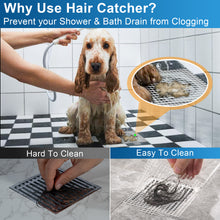 Load image into Gallery viewer, INVIHUG, 25 PCS, Disposable Hair Catcher Shower Drain Mesh Stickers, Square 4 &amp; 6 inch
