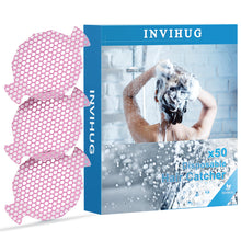 Load image into Gallery viewer, INVIHUG, 25 Pack Disposable Hair Catchers for Shower, Hair Catcher Mesh Stickers.
