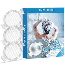 Load image into Gallery viewer, INVIHUG, 25 Pack Disposable Hair Catchers for Shower, Hair Catcher Mesh Stickers.
