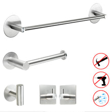 Load image into Gallery viewer, 5-Piece Bathroom Hardware Set - Self Adhesive 16&quot; Hand Towel Bar Rack Toilet Paper Holder Robe Hook Set - SUS 304 Stainless Steel Brushed Nickel Wall Mount, No Drilling for Kitchen Bedroom
