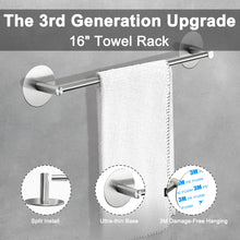 Load image into Gallery viewer, 5-Piece Bathroom Hardware Set - Self Adhesive 16&quot; Hand Towel Bar Rack Toilet Paper Holder Robe Hook Set - SUS 304 Stainless Steel Brushed Nickel Wall Mount, No Drilling for Kitchen Bedroom
