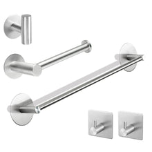 Load image into Gallery viewer, 5-Piece Bathroom Hardware Set - Self Adhesive 16&quot; Hand Towel Bar Rack Toilet Paper Holder Robe Hook Set - SUS 304 Stainless Steel Brushed Nickel Wall Mount, No Drilling for Kitchen Bedroom
